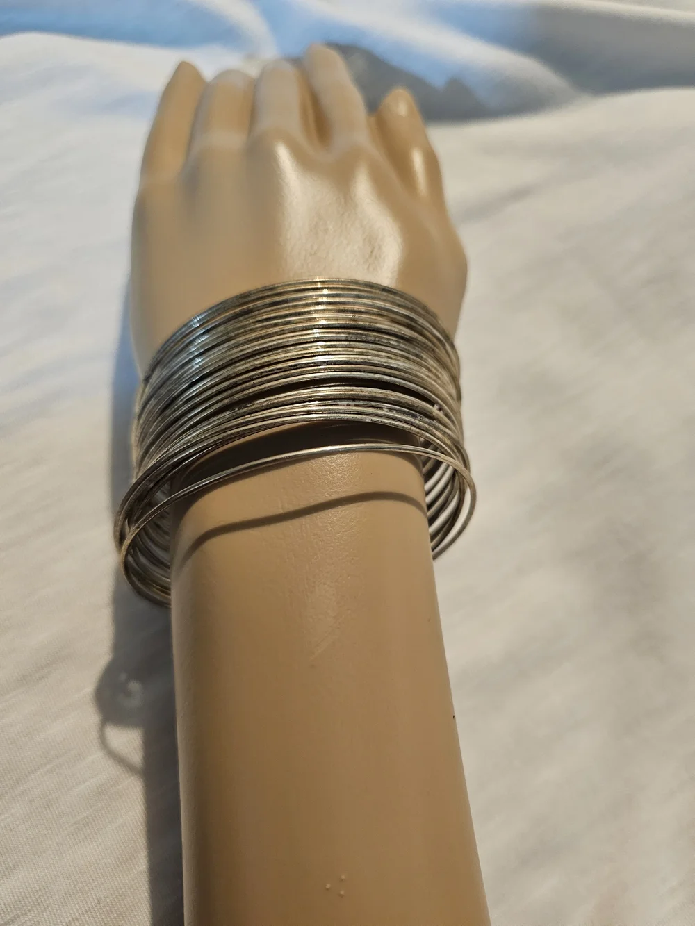 Stacked Silver-Tone Multi-Bangle Bracelet for Women